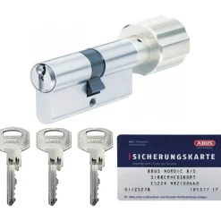 Abus NX21 N1L430_3050 PROFILCYLINDER PROFILCYLINDER MED KNOP NIKKEL SÆT^ Låsecylindere