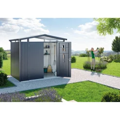 Biohort PANORAMA P5 REDSKABSRUM KVARTSGRÅ METALLIC 8,68 M2^ Stålskure