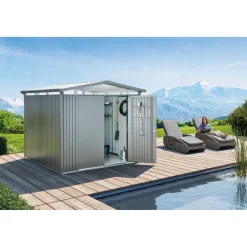 Biohort PANORAMA P4 REDSKABSRUM SØLV METALLIC 7,59 M2^ Stålskure