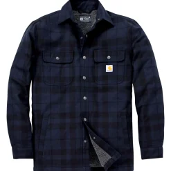 Carhartt RELAXED FIT FLANNEL SHERPA-LINED SHIRT JAC SKJORTEJAKKE M NAVY Sale