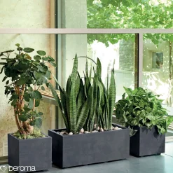 Deroma MILLENIUM 208-619 PLANTEKASSE PLASTIK ANTRACITGRÅ 39X39X39 CM^ Havekrukker