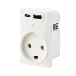 FESH SWITCH CURVELINE - 2 X USB STIKKONTAKT HVID 1,5 MODUL M/JORD^ Stikkontakter & Afbrydere