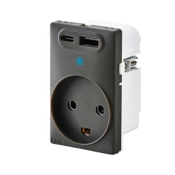 FESH SWITCH CURVELINE 2 X USB STIKKONTAKT KOKSGRÅ 1,5 MODUL M/JORD Outlet