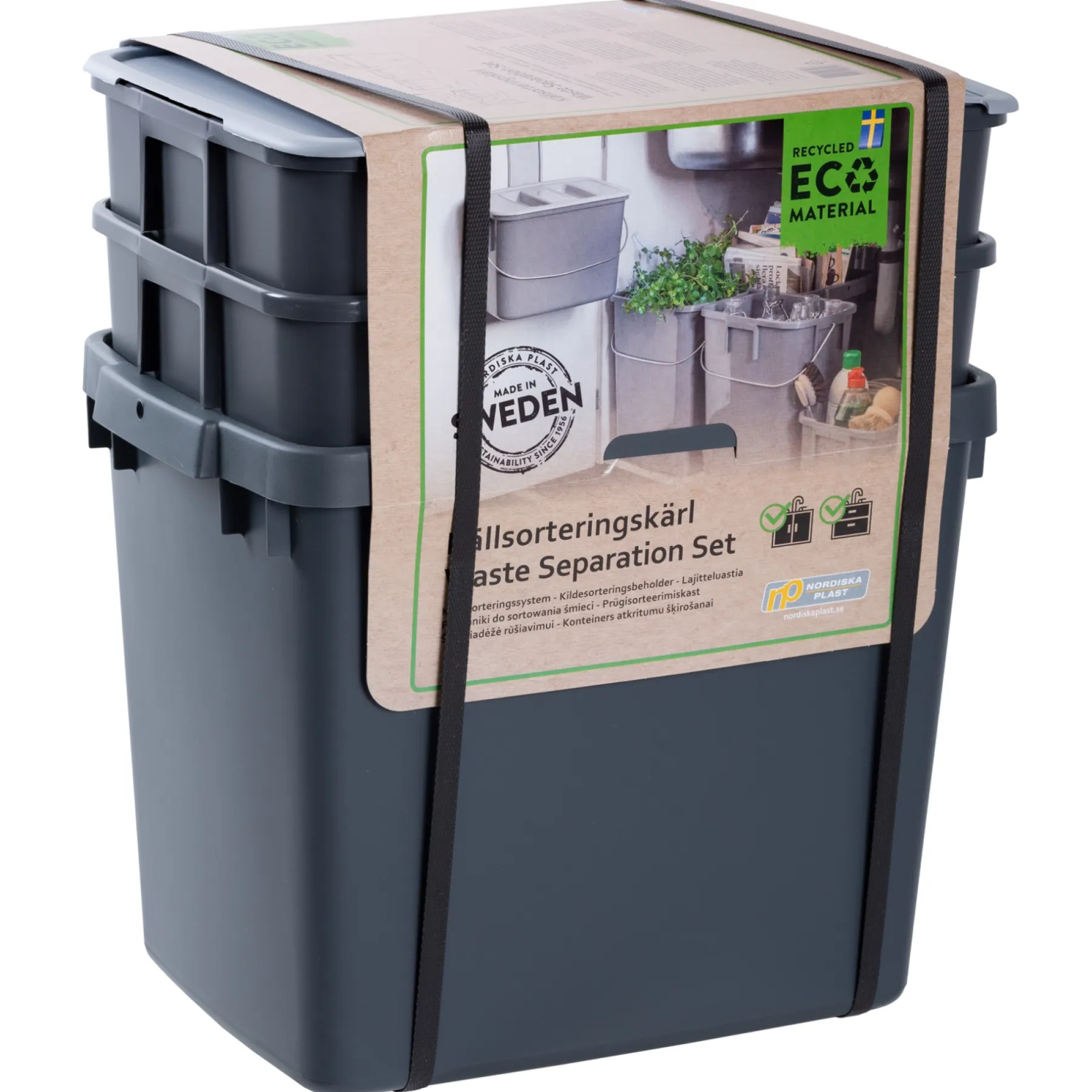 G. funder 1X25 L., 2X12 L. 2X7 L. AFFALDSSORTERING GRÅ 375 X 275 X 450 Outlet