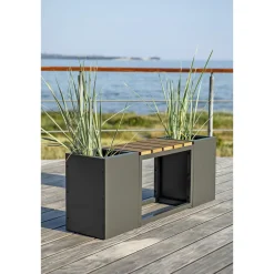Garden Life MED 2 PLANTEKASSER HAVEBÆNK SORT 120 CM Outlet