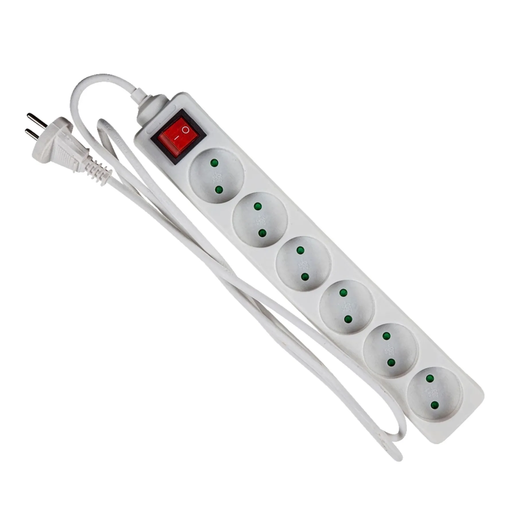 Gripo STIKDÅSE 6 UDTAG U/JORD M/AFBRYDER HVID 1,5 M KABEL New