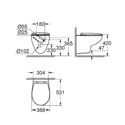 Grohe BAU CERAMIC M/SOFT CLOSE SÆDE VÆGHÆNGT TOILET New