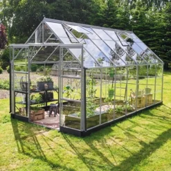 Halls ICON 8 DRIVHUS EKSKL. SOKKEL 3 MM DELT GLAS ALU 11,2 M2 Sale