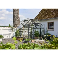 Halls QUBE+ 88 DRIVHUS 3 MM HÆRDET GLAS HELE BANER SORT 6,6 M2^ Drivhuse
