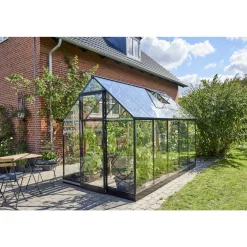 Halls QUBE 610 DRIVHUS 3 MM HÆRDET GLAS HELE BANER SORT 6,4 M2 New