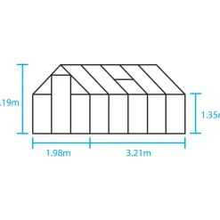 Halls QUBE 610 DRIVHUS 3 MM HÆRDET GLAS HELE BANER SORT 6,4 M2 New