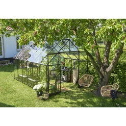 Halls QUBE+ 812 DRIVHUS EKSKL. SOKKEL 3 MM HÆRDET GLAS SORT 9,9 M2^ Drivhuse