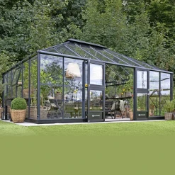 Juliana GRAND OASE DRIVHUS 3 MM HÆRDET GLAS HELE BANER ANTRACIT 25,6 M2 Sale