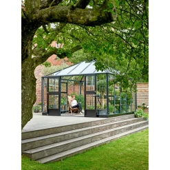 Juliana OASE DRIVHUS 3 MM HÆRDET GLAS HELE BANER ANTRACIT 13,5 M2^ Pavillon Drivhuse