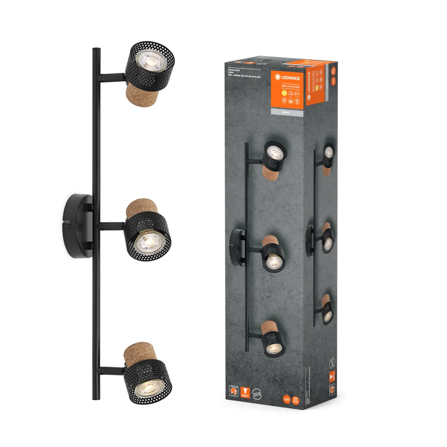LEDVANCE DECOR CORK SPOTLAMPE SORT GU10 10,2W Sale
