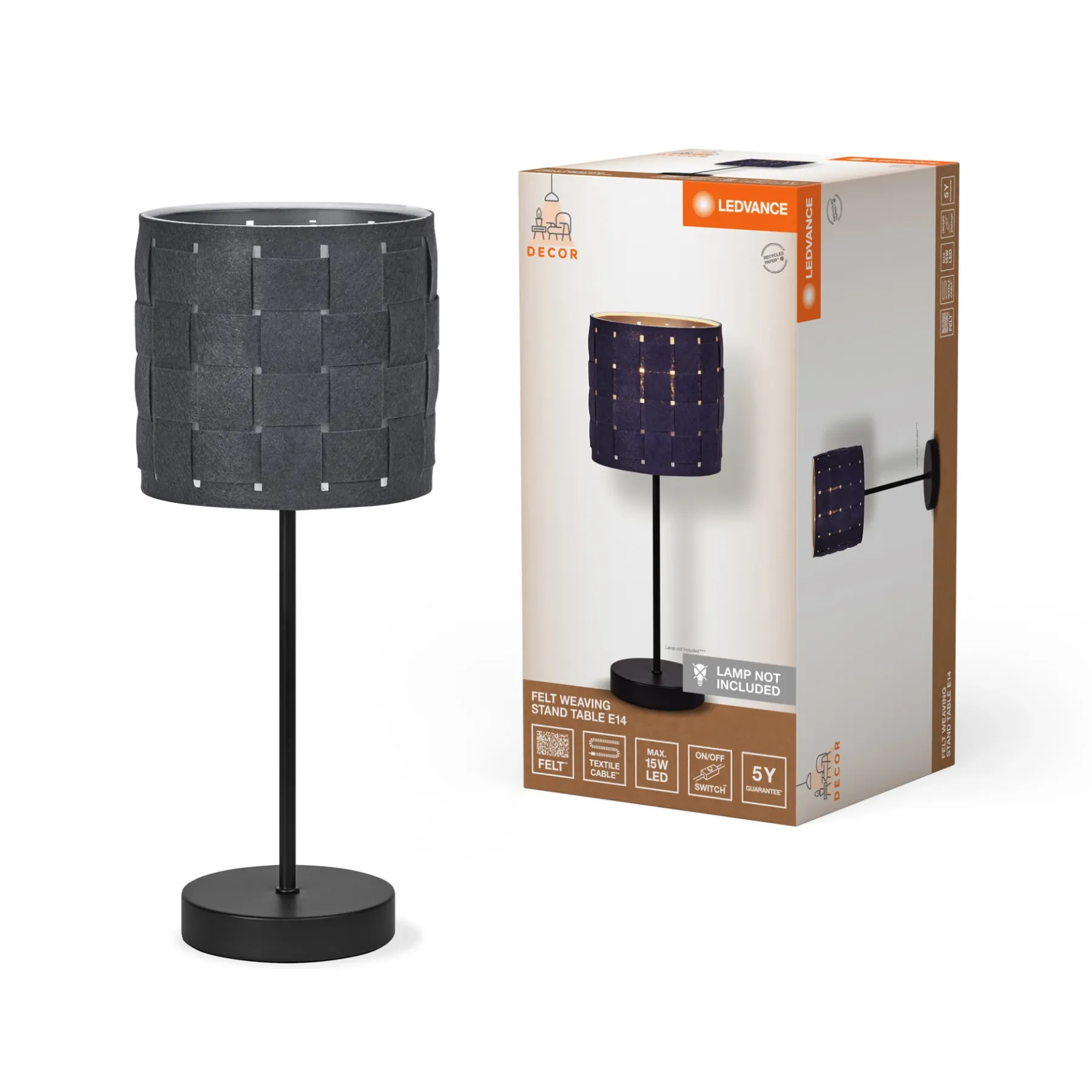 LEDVANCE DECOR FELT BORDLAMPE MØRK GRÅ 33,3 CM^ Bordlamper