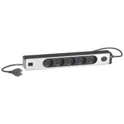 LK STIKDÅSE 5 UDTAG + 2 USB UDTAG U/JORD M/AFBRYDER KOKSGRÅ 1,5 M KABEL^ Ledninger