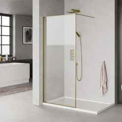 Milobad MESSING PROFIL BRUSEVÆG KLART GLAS 80 CM^ Brusevægge