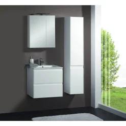 Milobad RENO SPEJLSKAB 2 LÅGER HVID HØJGLANS 60 X 60 CM^ Badeværelsesmøbler