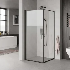 Milobad SORT PROFIL BRUSEDØR KLART GLAS 90 CM Clearance