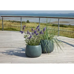 Outrium CALI HAVEKRUKKE FIBERCEMENT SORT/GRØN Ø55XH37CM^ Havekrukker