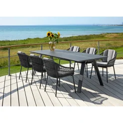 Outrium CARROS/PALMA BORD + 6 STOLE HAVEMØBELSÆT SORT/GRÅ^ Havemøbelsæt