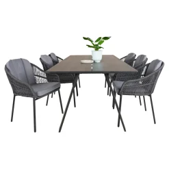 Outrium CARROS/PALMA BORD + 6 STOLE HAVEMØBELSÆT SORT/GRÅ^ Havemøbelsæt