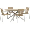 Outrium CATANIA BORD + 4 STOLE HAVEMØBELSÆT NATUR/GRÅBEIGE^ Havemøbelsæt