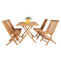 Outrium JAVA/SYROS BORD + 4 STOLE HAVEMØBELSÆT TEAK^ Havemøbelsæt