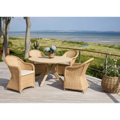 Outrium JEPARA/SYMI BORD + 4 STOLE HAVEMØBELSÆT NATUR^ Havemøbelsæt