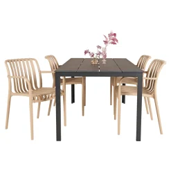 Outrium PISA/MURCIA BORD + 4 STOLE HAVESÆT SORT/SANDGRÅ Sale