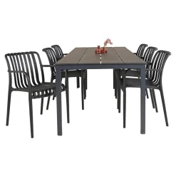 Outrium PISA/MURCIA BORD + 6 STOLE HAVESÆT SORT^ Havemøbelsæt