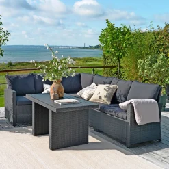 Outrium SARDINIEN MED EKSTRA HØJ RYG SOFASÆT SORT^ Lounge Havemøbler