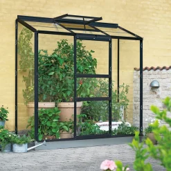 Outrium VÆGDRIVHUS 3 MM DELT GLAS SORT 1,3 M2^ Vægdrivhuse