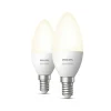 Philips Hue W 2-PAK SMART LED PÆRE E14 KERTE 6W^ Smart Belysning