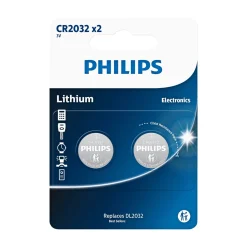 Philips LITIUM CR2032 KNAPCELLE BATTERI 2 STK/PAK^ Batterier