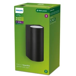 Philips NIGHTINGALE VÆGLAMPE SORT 35W^ Væglamper Ude