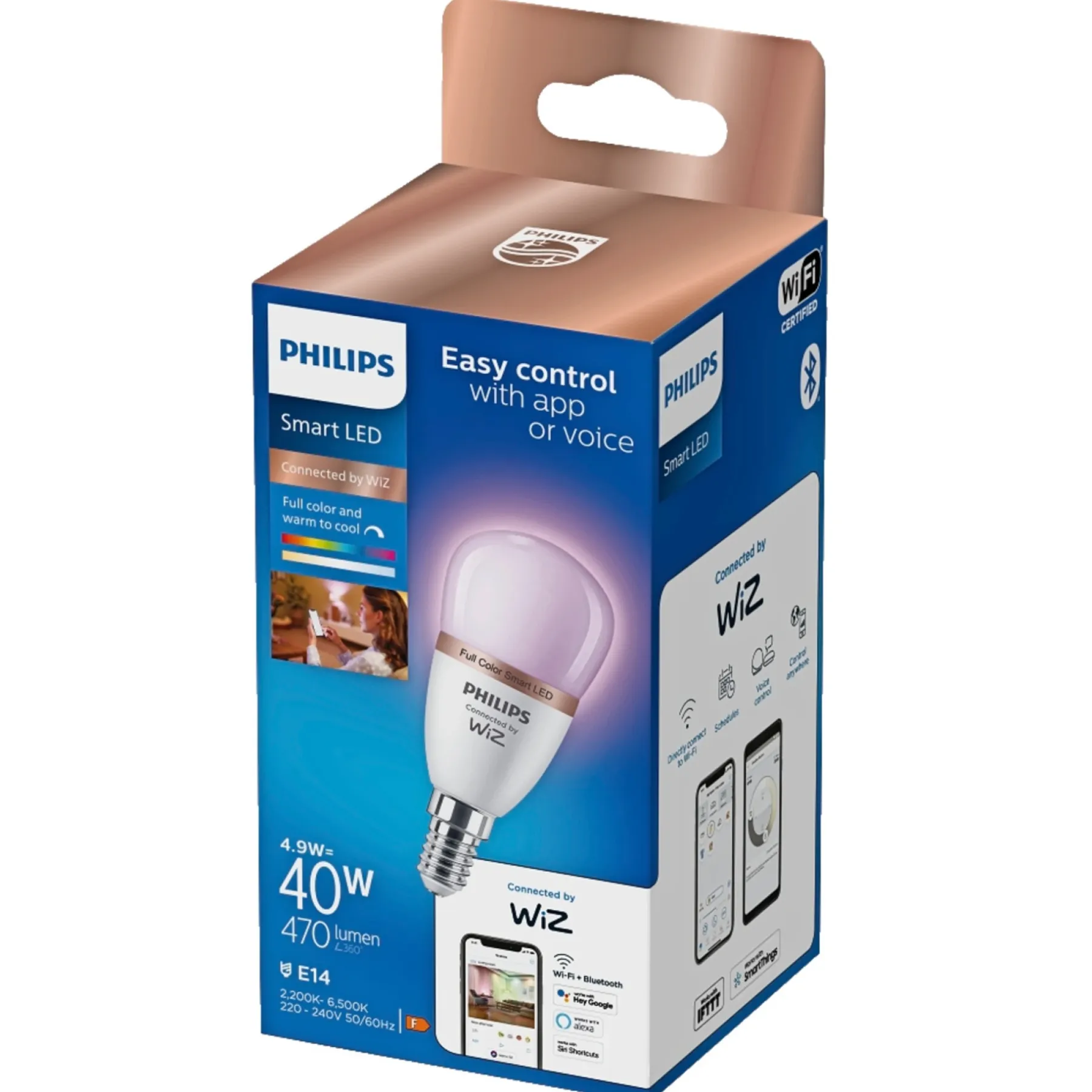Philips Smart COLOR LED PÆRE E14 KRONE 5W Online
