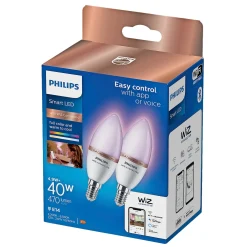 Philips Smart COLOR 2-PAK LED PÆRE E14 KERTE 5W Discount