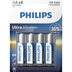 Philips ULTRA ALKALINE AA BATTERI 4 STK/PK New