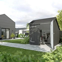 Plus 1 MODUL LUKKET INKL. TAGPAP OG ALULISTER CYKELSKUR 5,7 M2^ Cykelskure