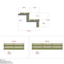 Plus 2 TRIN TERRASSETRAPPE 1800 X 370 MM Hot
