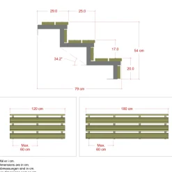 Plus 3 TRIN TERRASSETRAPPE 1200 X 540 MM^ Trappevanger