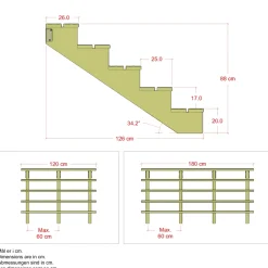 Plus 5 TRIN TERRASSETRAPPE 1200 X 880 MM^ Trappevanger