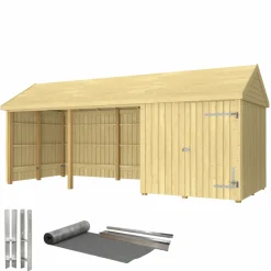Plus INKL. TAGPAP/ALULISTER/H-STOLPEFØDDER HAVEHUS 14,5 M2^ Redskabsskure