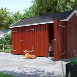 Plus INKL. TAGPAP/ALULISTER/H-STOLPEFØDDER HAVEHUS 10 M²^ Redskabsskure