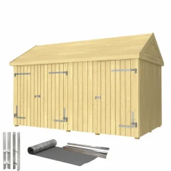 Plus INKL. TAGPAP/ALULISTER/H-STOLPEFØDDER HAVEHUS 10 M²^ Redskabsskure