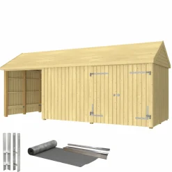 Plus INKL. TAGPAP/ALULISTER/H-STOLPEFØDDER HAVEHUS 14,5 M2^ Redskabsskure
