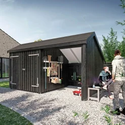 Plus 2-MODULER M/DOBBELTDØR STANDARD MULTIHAVEHUS 10,5 M2^ Redskabsskure