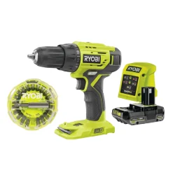 Ryobi ONE+ R18DD4-1C20CO BOREMASKINE AKKU MED BATTERI OG LADER^ Bore- & Skruemaskiner